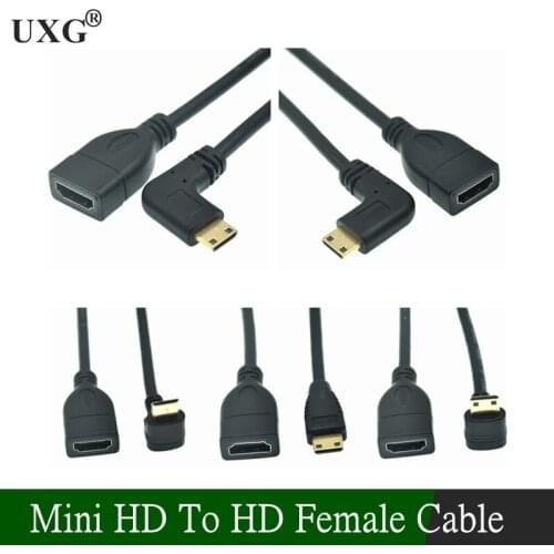 1080P Mini HDMI-compatible To HDTV Cable Male To Female 90 Degree Right Angled Converter Adapter M-F Extension Adapter Connector