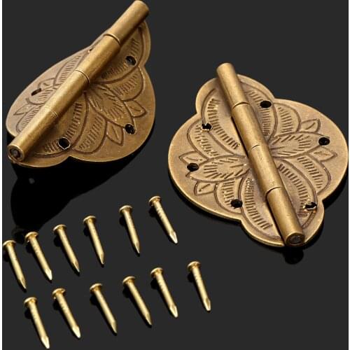 2pcs 43x31mm Hinge Decorative Jewelry Wood Box Cabinet Cupboard Door Hinges Furniture Fittings Hardware