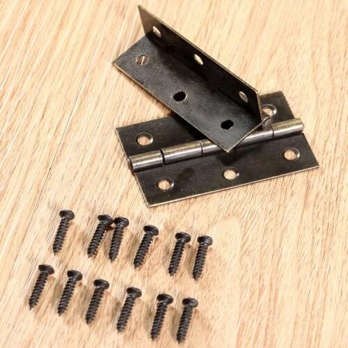 2pcs Cabinet Drawer Butt Hinge 60x37mm Copper Antique Drawer Hinges for Jewelry Boxes Furniture