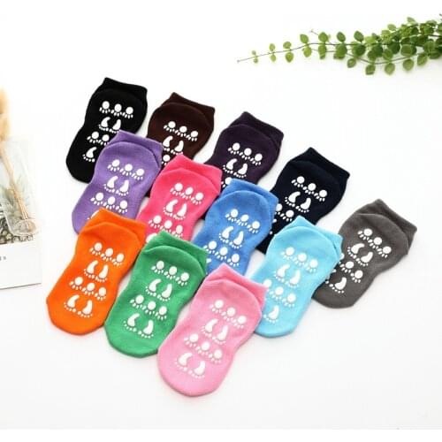 20 pairs / lot Adult & kids floor socks Indoor sports rubber anti-slip trampoline socks women cotton yoga socks Foot massage
