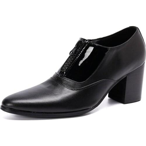 2021Luxury New 6cm Mens High Heels Italy Style Fashion Mens Casual Party Dress Shoes Elegant Mens Pointed Wedding Groom Shoes