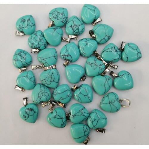 Fashion Turquoises 15MM heart stone pendants Necklace for Jewelry making Charm accessories good quality 50pcs/lot wholesale