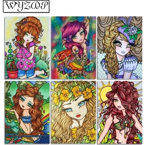 5D Diamond painting Cartoon Girl Picture Full Square/Round Diamond Embroidery Cross stitch Gift Kits Home decor WYZ20210603