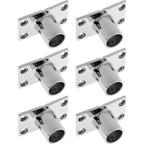 6pcs Heavy Duty Boat Hand Rail Fitting 1 inch 25mm Rectangular Stanchion Base 90 Degree, 316 Stainless Steel