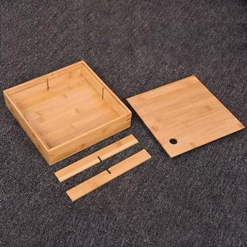 94PF Multi-functional Wooden Dried Fruit Box with Lid 4 Grids Nut Candy Container Divided Snack Serving Tray Food Plate Desktop