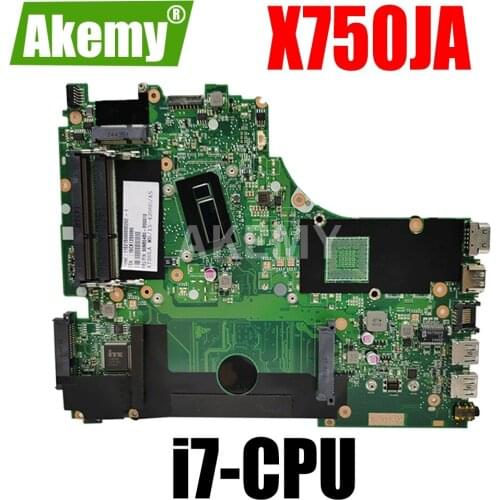 Akemy Mainboard For ASUS X750JA X750JB A750JA K750J K750JA X750J Laptop Motherboard 100% Test OK W/ i7-4500U Free 4GB RAM+Heats