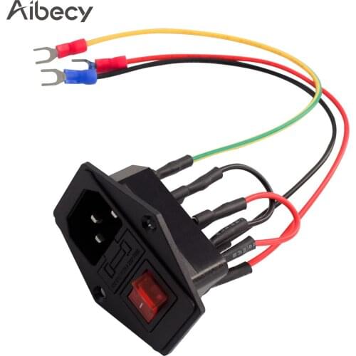 Aibecy 3D Printer Accessories Power Supply Switch Socket 10A 250V Rocker Switch with Fuse Cable U-Type Plug for 3D Printer