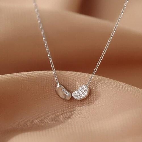 925 Sterling Silver Oval Bead Link Chain Pendent Necklace For Women Girls Party Jewelry Choker Collar dz505