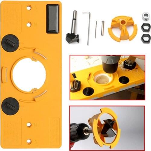 Cup Style Concealed Hinge Jig Guide Set Boring Hole Template 35mm Forstner Drill