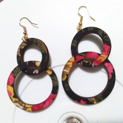 Wood Love Round Connection Round Drop Earrings Women Drop Earrings Fashion Jewelry Eardrop Personality Hollow Hoop Earrings