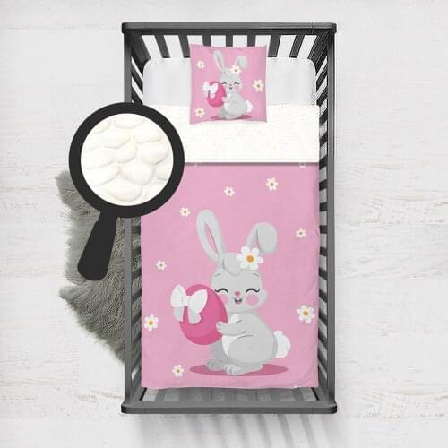 Kids Minky Blanket Super Soft and Warm Blankets Children for Couch and Bed Pink Flowers Rabbit Model 240