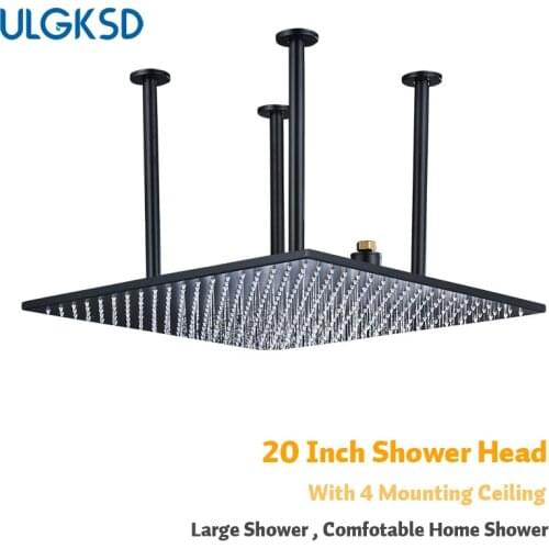 ULGKSD Gold Bronze Rainfall Shower Head 16/20 Inch Wall Ceiling Mount Para Bathroom Shower Faucet Set Bathroom Accessories