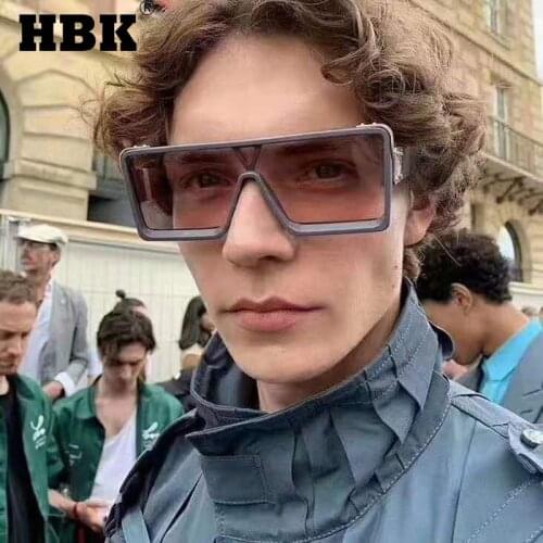 HBK New Square Sunglasses Men Women Fashion One Piece Celebrity Flat Top Brand Design Male Hot Sale Eyewear Cool Shades UV400