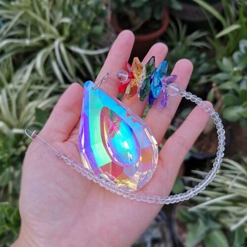 Crystal Suncatcher 76mm Rainbow Pendant Chandelier Prism Parts Window Hanging Ornament Home Garden Decor Figurine Xmas Gift