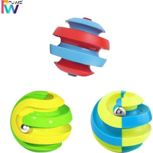 PUWEI Fidget Toys for Orbital Magic Cube Metal Ball Spinner Ring Decompression Fingertips Novelty Creative Kids Educational Toys