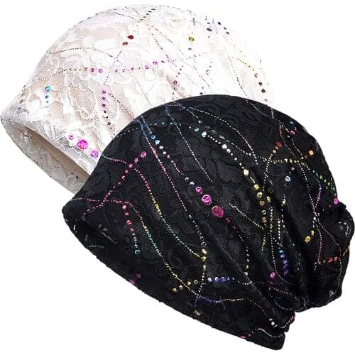 Kayier Womens Cotton Beanie Lace Turban Soft Sleep Cap Chemo Hats Fashion Slouchy Hat