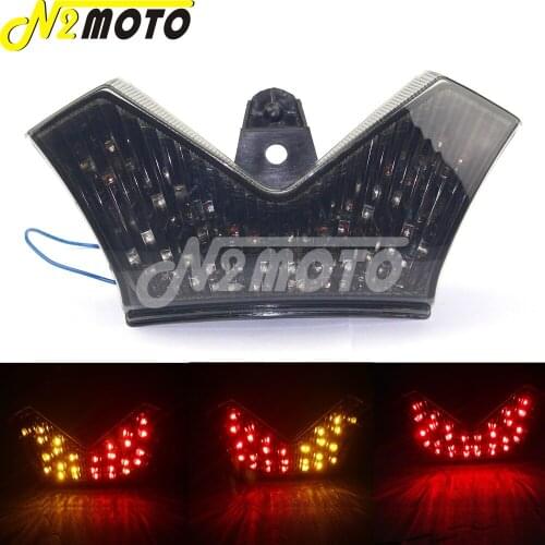 LED Smoke Motorcycle Amber Red Brake Lamp For Kawasaki Ninja ZX14 R ZX14R ZZR1400 2006-2009 Turn Signals Integrated Taillight