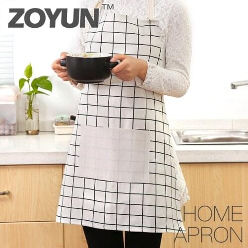 Fashion adjustable cotton and linen apron kitchen ladies mens apron with pocket suitable for cooking baking anti-fouling and oi