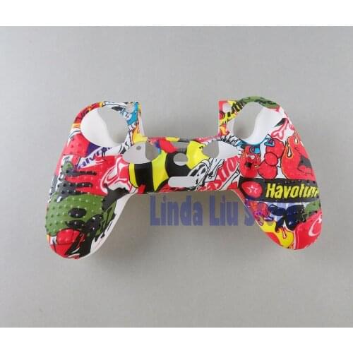 Anti-slip Silicone Cover Skin Case Graffiti for Sony PlayStation 4 PS4 DS4 Pro Slim Controller Stick Protector 20pcs