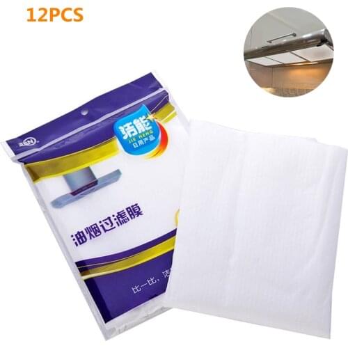 12pcs Clean Cooking Nonwoven Range Hood Filter Kitchen Oil Filter Papers