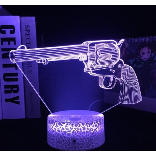 Handgun Game Weapon 3D LED Night Light Gun Color Changing Battery Powered USB Lamp for Child Room Decor Unique Gift for Gamers