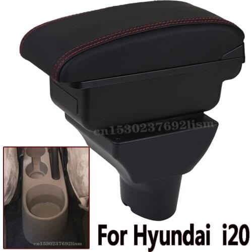 For Hyundai I20 armrest box USB Charging heighten Double layer central Store content cup holder in car accessories