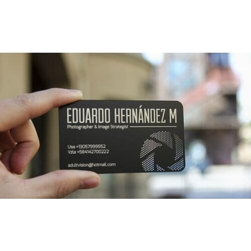 Custom Printing Hollow Out Color Filling Electroplated Brushed Black Business Metal Card