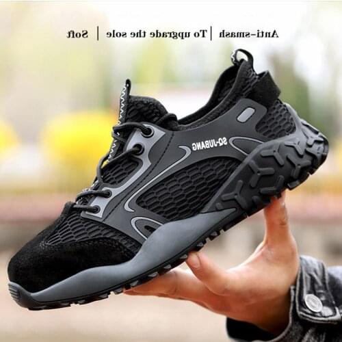 Work Safety Shoes Mens Casual Fashion Shoes Breathable Safety Protective Work Shoes Skid Resistance Anticollision Safety Shoes