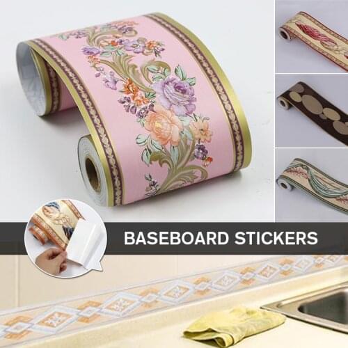 9 Meter Self Adhesive Wall Skirting Border Sticker Waterproof Floral Vintage Pvc Wallpaper Diy Home Decor Tile Waist Line Sticke