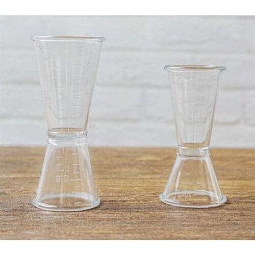 Cocktail Jigger Clear Plastic Double Professional Bar Jigger Measuring Jigger Cocktail Shaker Measure Cup Kitchen Gadgets