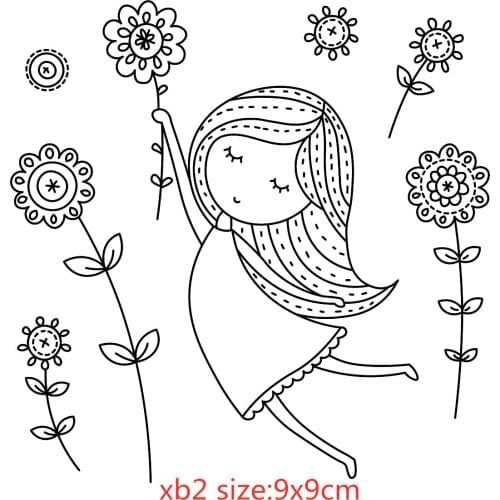 Flower Girl Shopping Silicone Clear Rubber Stamp Sheet Cling Scrapbooking DIY Cute Pattern Photo Album PaperCard Decor Stamp