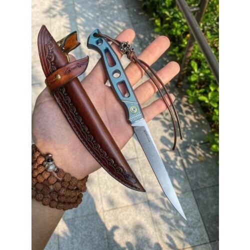 M390 Steel Fishing Knife TC4 titanium alloy Handle Tanto Knife with Holster Scabbard Outdoor Camping EDC tool