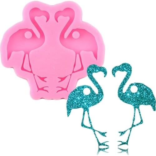 Super Glossy Flamingo Resin Silicone Mold Keychain Making Molds Necklace Jewelry Epoxy Craft Mould Fondant Cake Decorating Tools