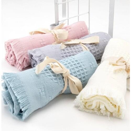 100% Cotton Face Towel Waffle Towel Wedding Love Gift Purple Blue Pink Towel with Tassel