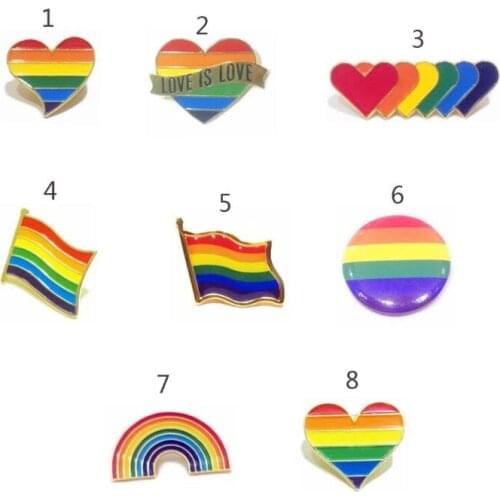 10Pcs Rainbow Love Flag Friendship Brooch Pin Badge Gay & Lesbian Jewelry Gift