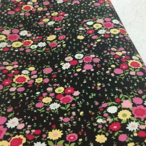 100% Plain Cotton Poplin Black Colorful Flowers Printed Cotton Poplin Fabric 50x140cm Check Fabric Patchwork