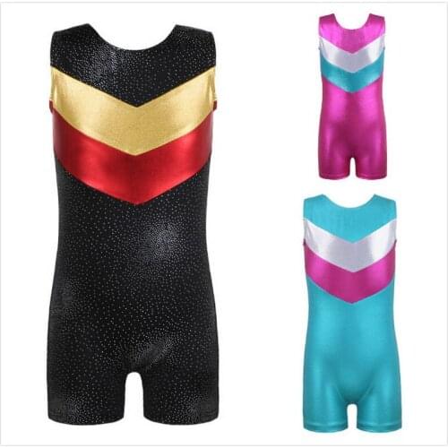 2017 Girls Kid Ballet Dance Leotard 3-10Y One Piece Sleeveless Shiny Splice Unitard Ballet Tutu Dress Gymnastic Leotard Costumes