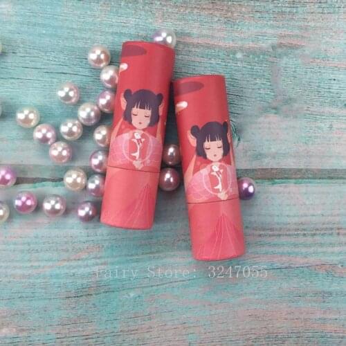 5/10/30/50pcs Red China Style Lucky Girl Round Paper 12.1mm Empty Lipstick Tube Lip Balm Container Lipstick Shell Packaging