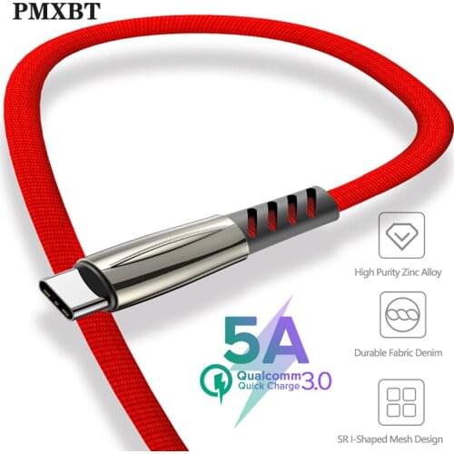 5A USB Type C Cable For Huawei Mate 20 Pro USB 3.1 Quick 3.0 Cord Phone Charger For Samsung A50 Xiaomi Redmi Note 7 usb c cable