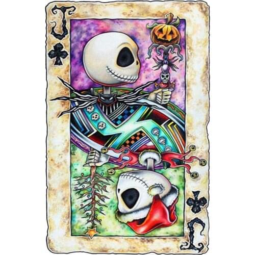 5D DIY Diamond Painting Poker Jack Skull Full Drill Diamond Embroidery Cross Stitch Mosaic wall Decor Needlework Halloween Gift
