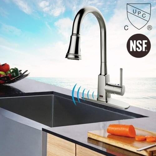 Atalawa Touchless Motion Sensor Kitchen Sink Faucet with Pull Down Three Mode Sprayer Head and 360 Rotating High Arc 10008-BN