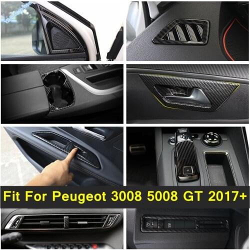 Carbon Fiber Car Products For Peugeot 3008 5008 GT 2017 - 2021 AC Vent / Pillar A Speaker / Window / Steering Wheel Cover Trim