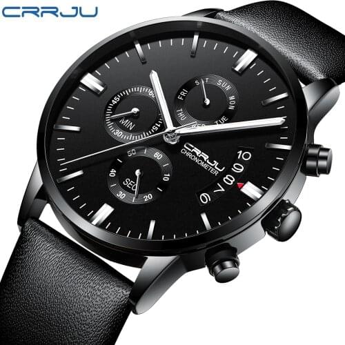 Crrju Mens Watches Top Brand Luxury Leather Casual Quartz Watch Men Army Military Sport Quartz-watch Watch Relogio Masculino