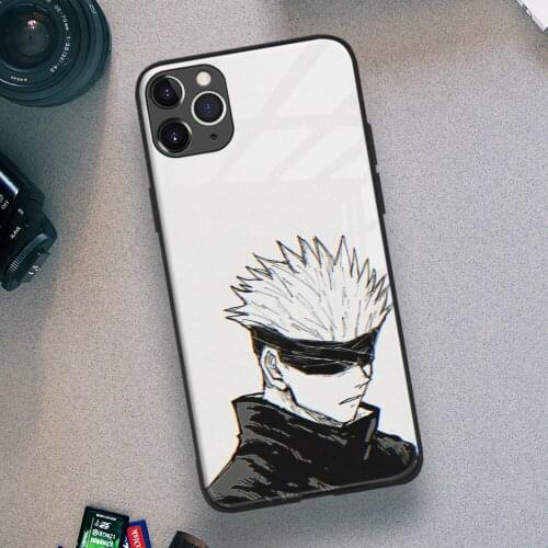 Satoru Gojo Jujutsu Kaisen Anime Soft TPU Glass Phone Case for IPhone SE 6s 7 8 Plus X Xr Xs 11 12 Mini Pro Max Samsung