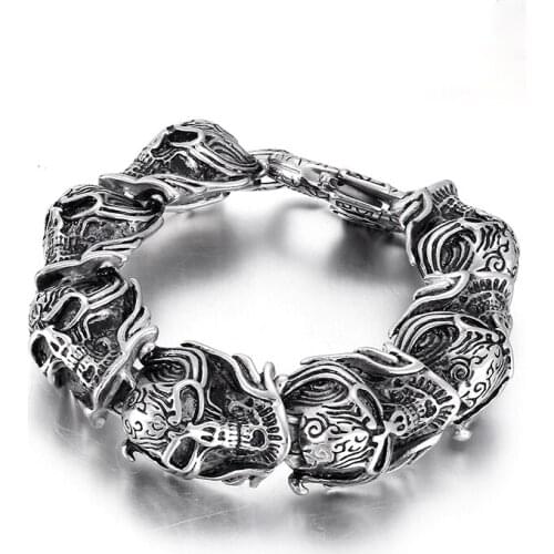 Jewels Store Retro 20mm Wide Skull Mask Mens Bracelet 20cm Mysterious Jewelry Party Accessories For Man JS29677-D