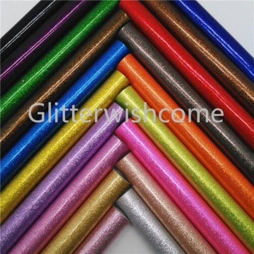 Glitterwishcome 21X29CM A4 Size Smooth Glitter Fabric, Glitter Leather Sheets, Synthetic Leather Fabric Sheets for Bows, GM439A