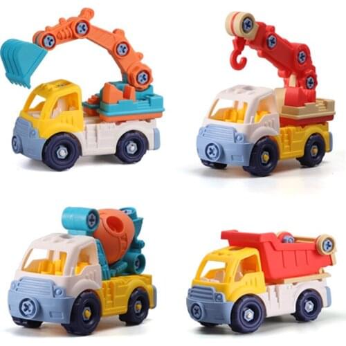 Puzzle Disassembly Engineering Vehicle Candy Color Childrens Toy Car Excavator Diy Nut Assembly Toddler Boy Toys