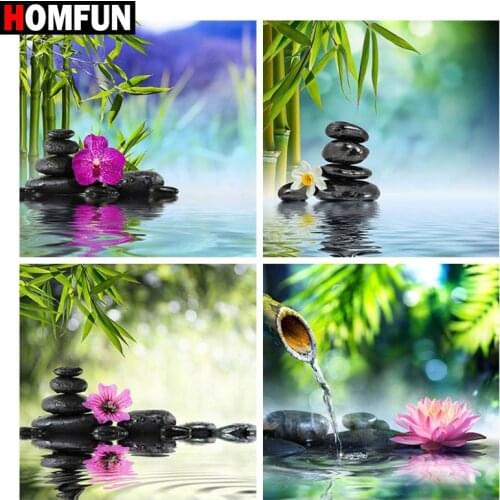 HOMFUN Full Square/Round Drill 5D DIY Diamond Painting "Bamboo flower" 3D Embroidery Cross Stitch 5D Home Decor Gift