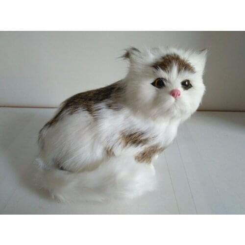 Simulation squatting cat 16x7x14cm model,polyethylene&furry furs cat handicraft,props,home decoration gift p0880