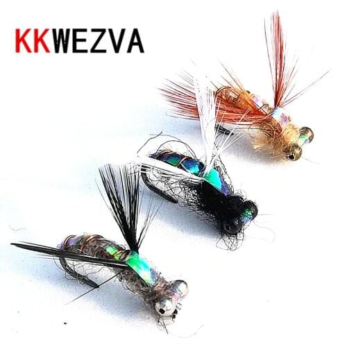 KKWEZVA 15Pcs Trout Nymph Fly Fishing Lure Wet Flies Nymphs Hook Natural Color Ice Fishing Lures Artificial Insect Bait
